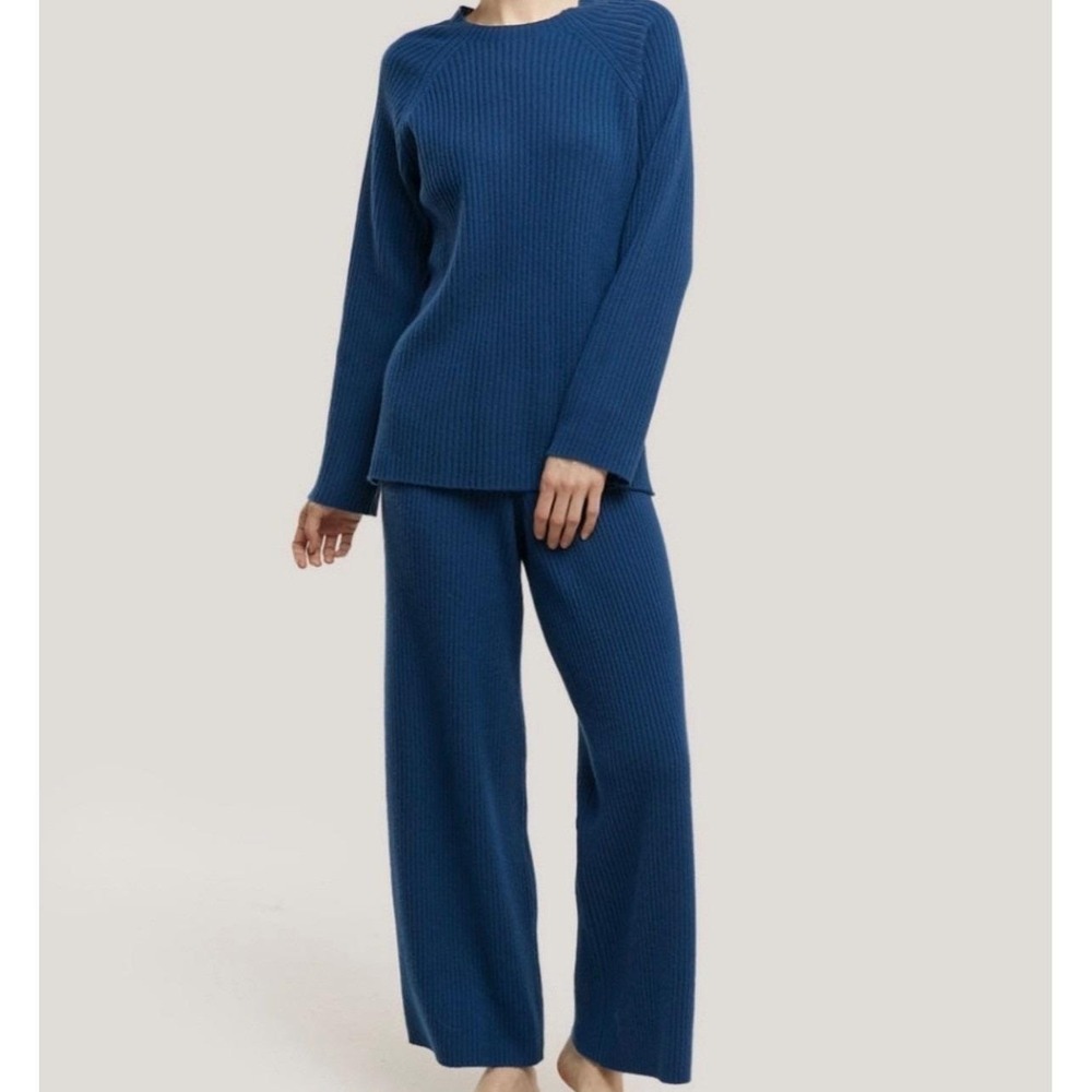 Nap Loungewear Cashmere Rib Knit Set (Cerulean blue)